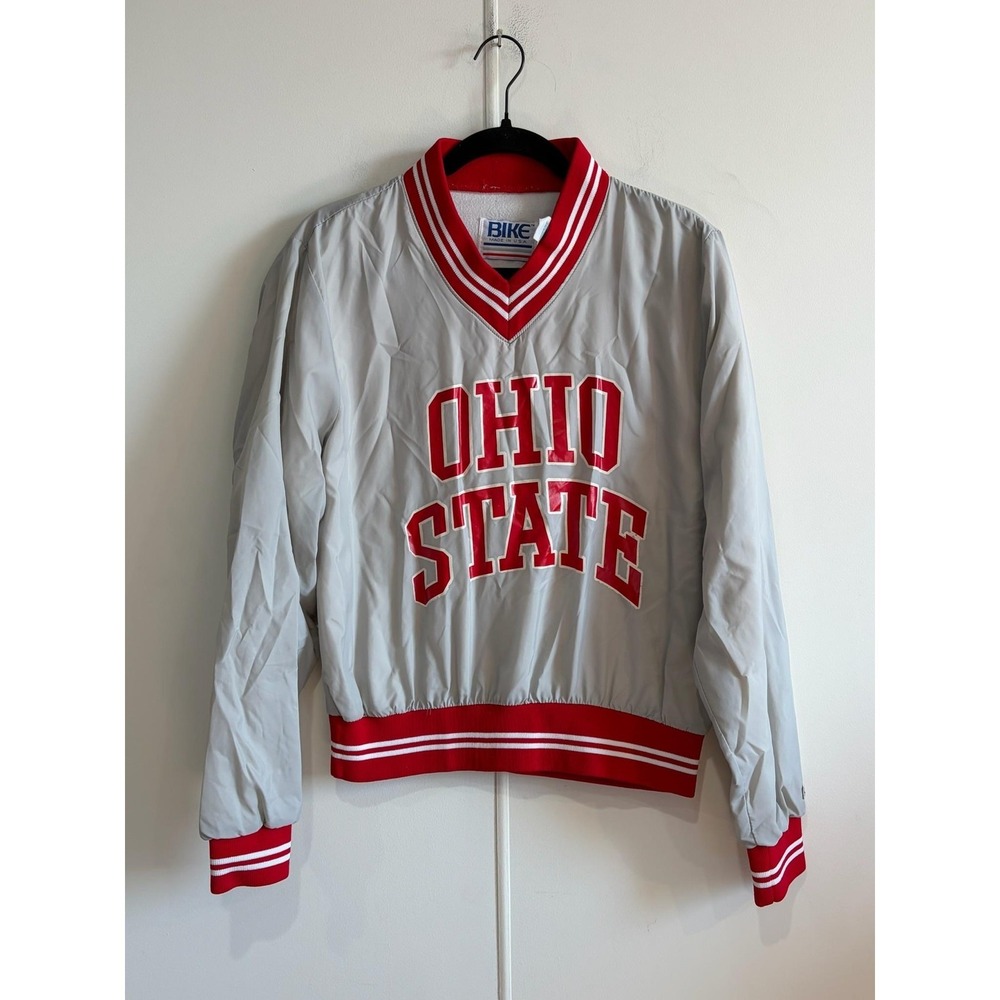 Vintage Ohio State Buckeyes Jacket Mens Small Gray‎ NCAA Football Bike 80s